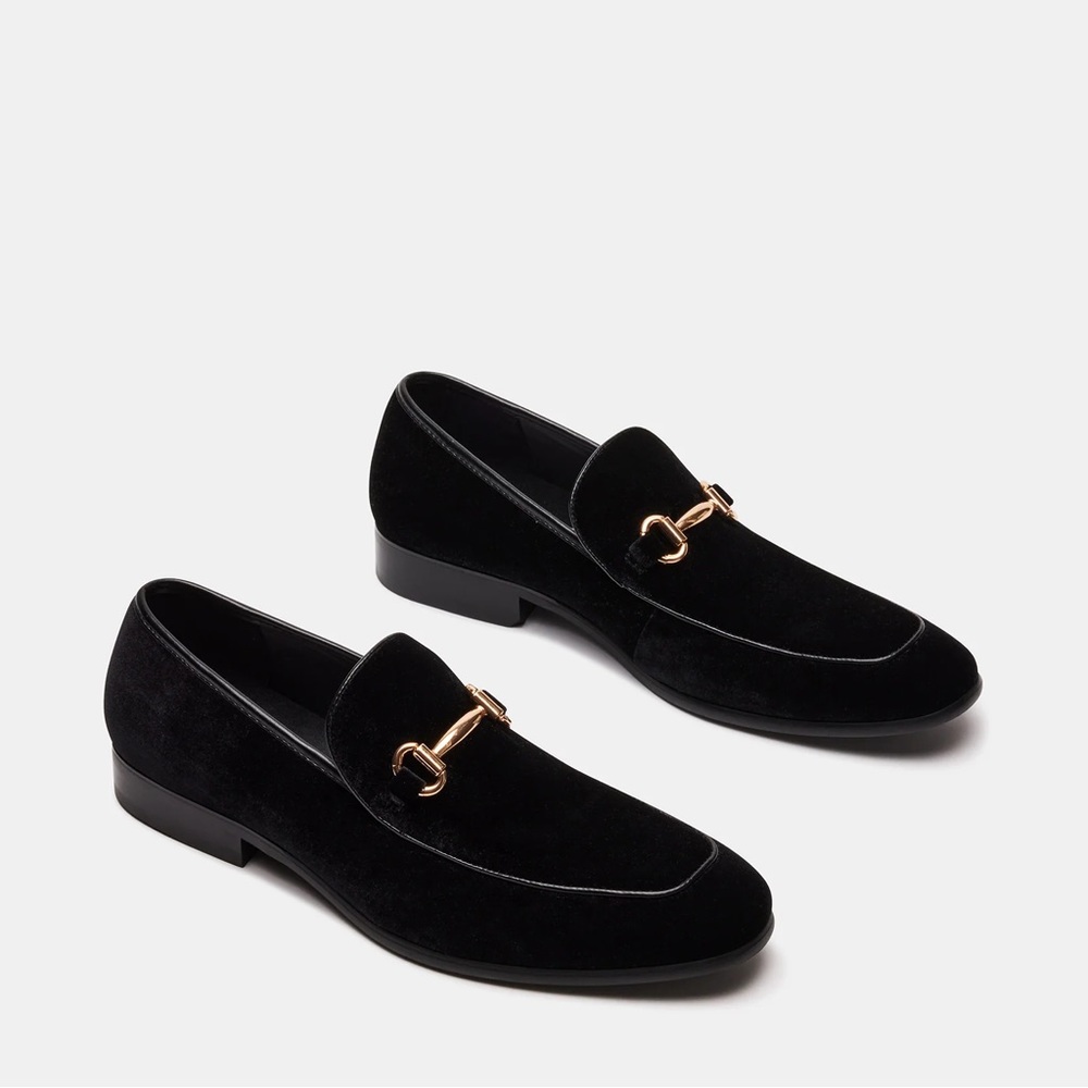 Men’s black velvet loafers